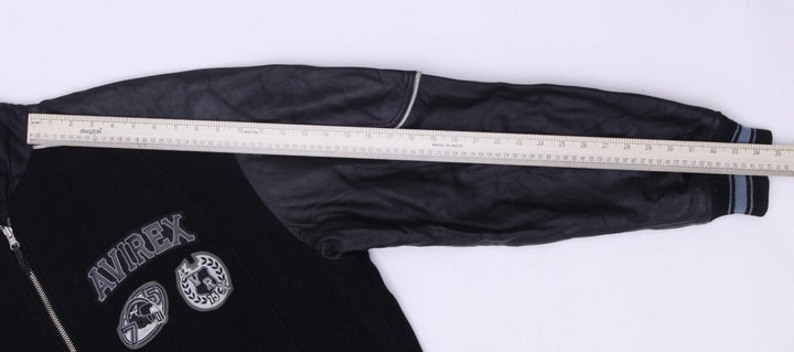 Vintage Mens Avirex Reversible Varsity Jacket Black Leather Patchwork | Migration_Jackets UAENAT20 - View 10 | Fashion Rerun