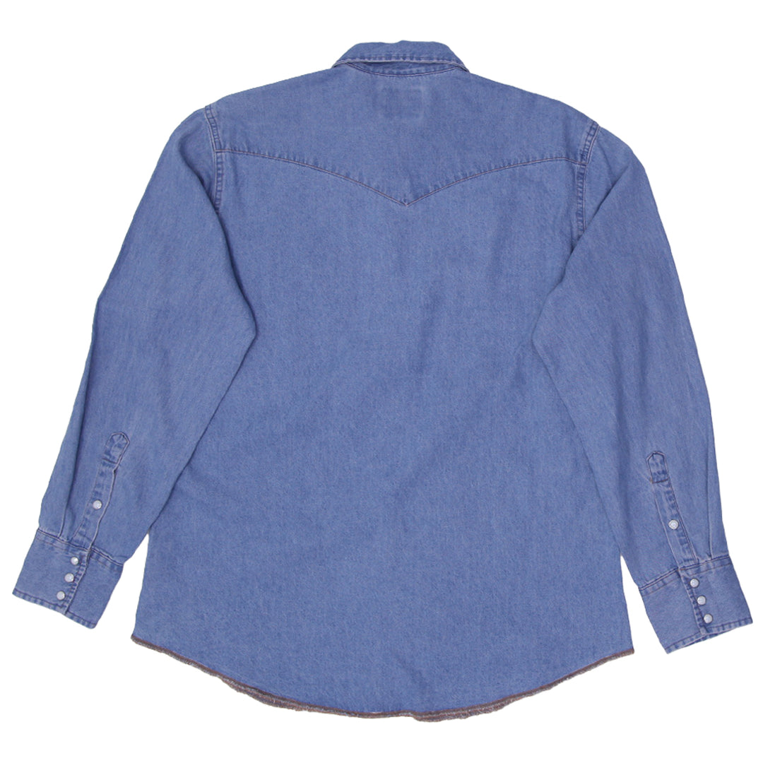 Mens Wrangler Pearl Button Long Sleeve Denim Shirt