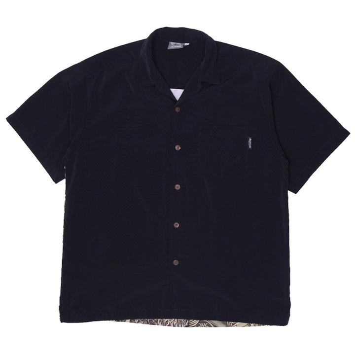 Mens Rietveld USA Black Button Up Indonesian Surfing Palm Tree Shirt