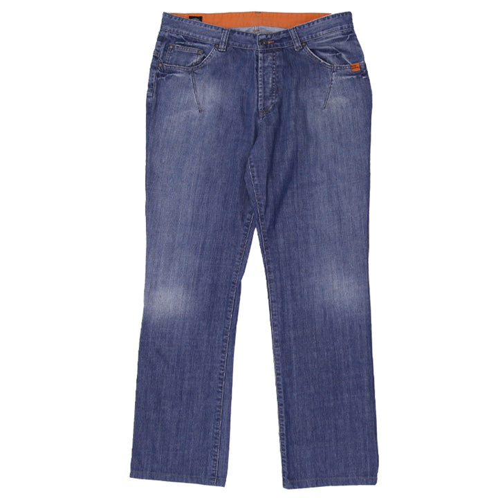 Y2K Mens Harley Davidson Jeans Washed Blue Straight Fit Denim