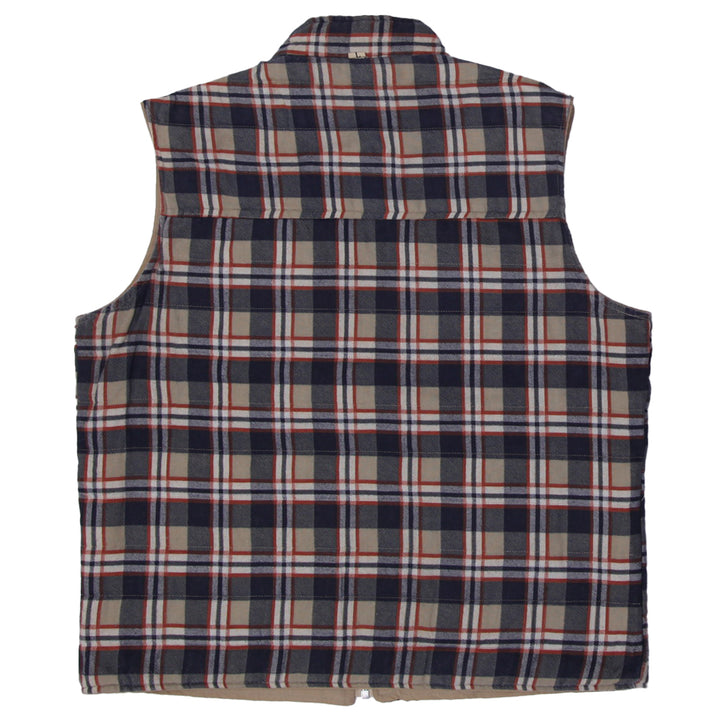 Vintage JC Penny Reversible Vest Mens Plaid And Solid Khaki Talon Zip