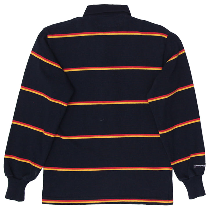 Vintage Rugby Wear Barbarian Stripe Long Sleeve Polo T-Shirt