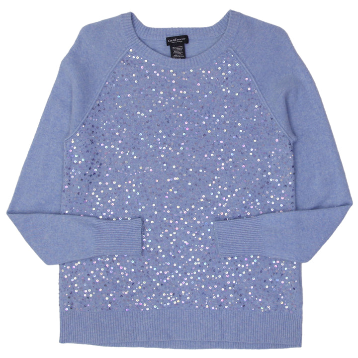 Ladies Lord & Taylor 100% Cashmere Front Sequin Sweater