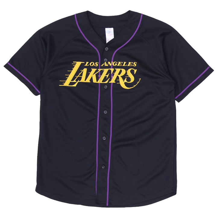 Youth Boys Los Angeles Lakers Embroidered Button Black Jersey
