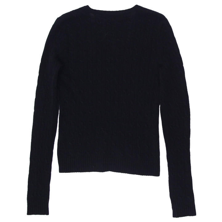 Ladies Ralph Lauren Sport V-Neck 100% Lamb Wool Cable Knit Sweater