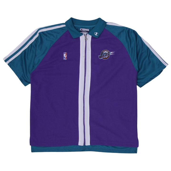 Vintage Champion NBA Utah Jazz Full Zip Warm Up Shirt Jersey