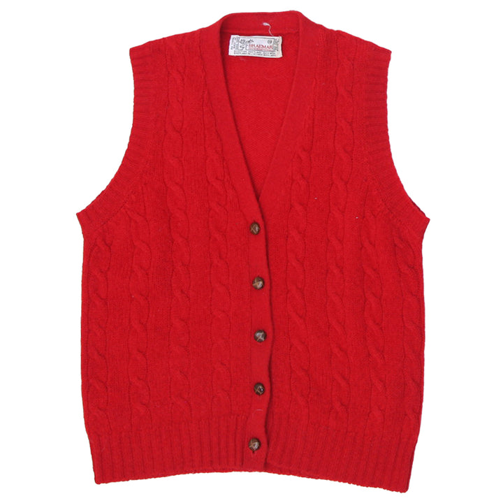 Vintage Ladies Braemar International 100% Wool Sleeveless Cable Knit Sweater