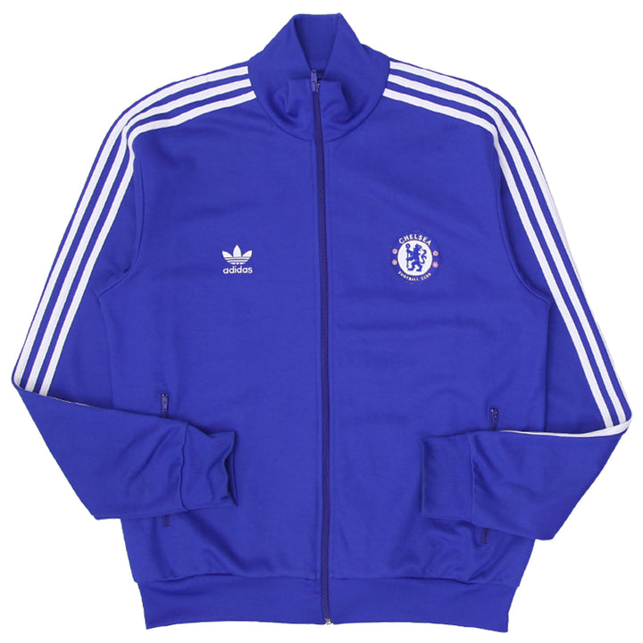 Mens Adidas Chelsea Football Full Zip Track Soccer Stripe Jacket Blue