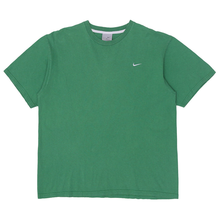 Vintage Nike Swoosh Embroidered Check Spellout Green T-Shirt