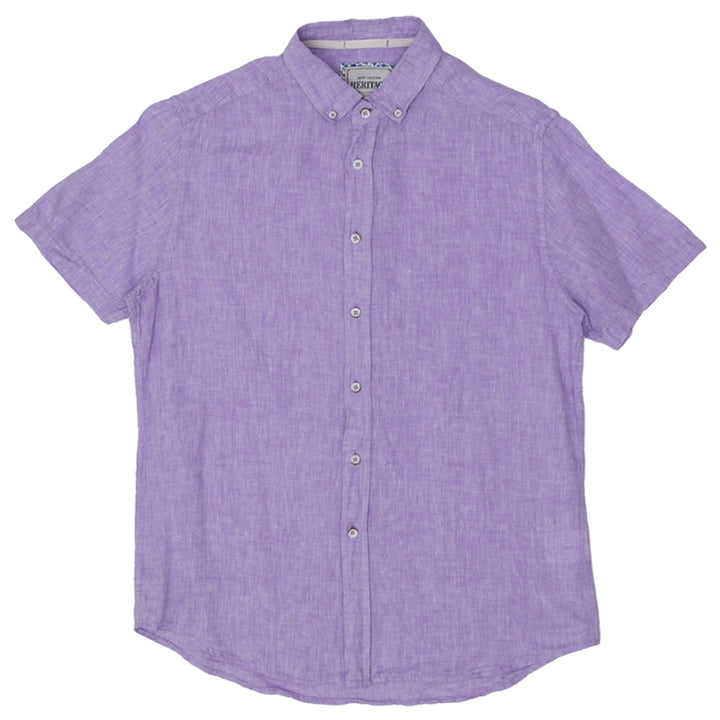 Mens Report Collection Heritage 100% Linen Short Sleeve Shirt