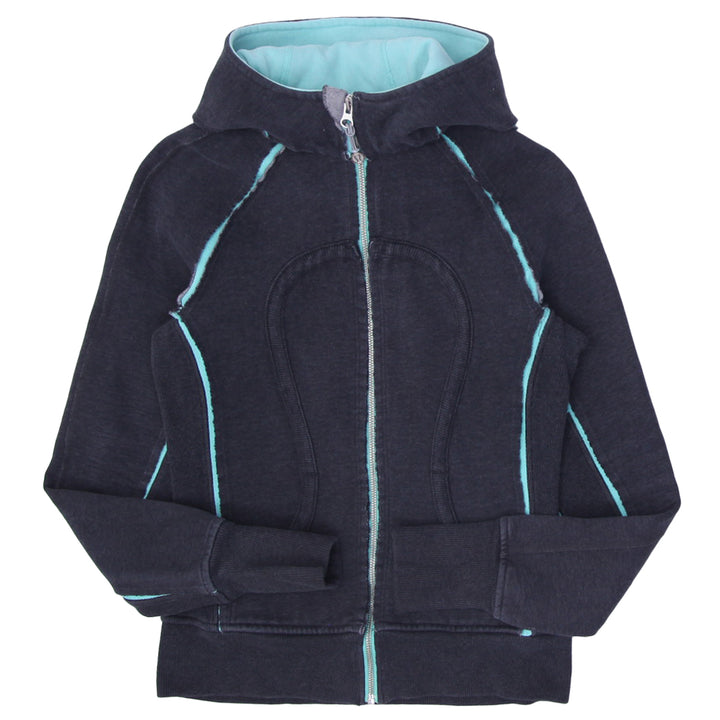 Ladies Lululemon Hoodie Jacket Grey Turquoise Blue