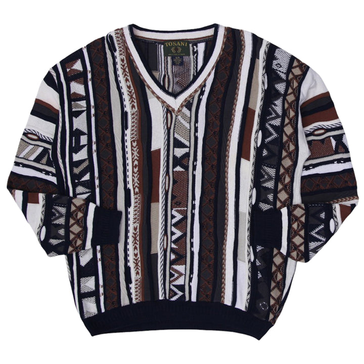 Vintage Tosani Coogi Style V-Neck Sweater