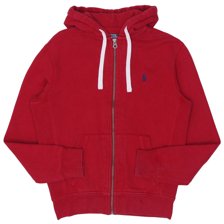 Vintage Polo By Ralph Lauren Red Waffle Knit Thermal Full Zip Hoodie
