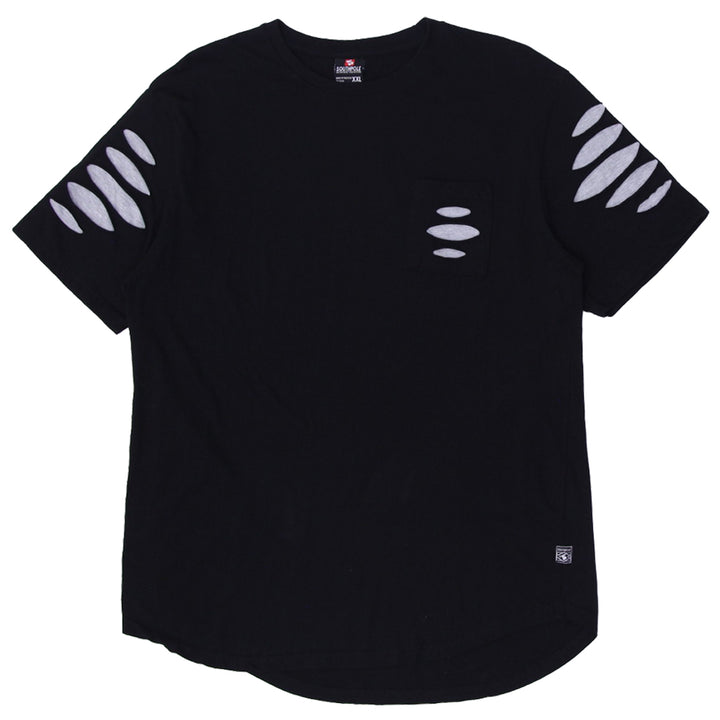 Y2K Mens Emo Rock South Pole Slash Ripped T-Shirt