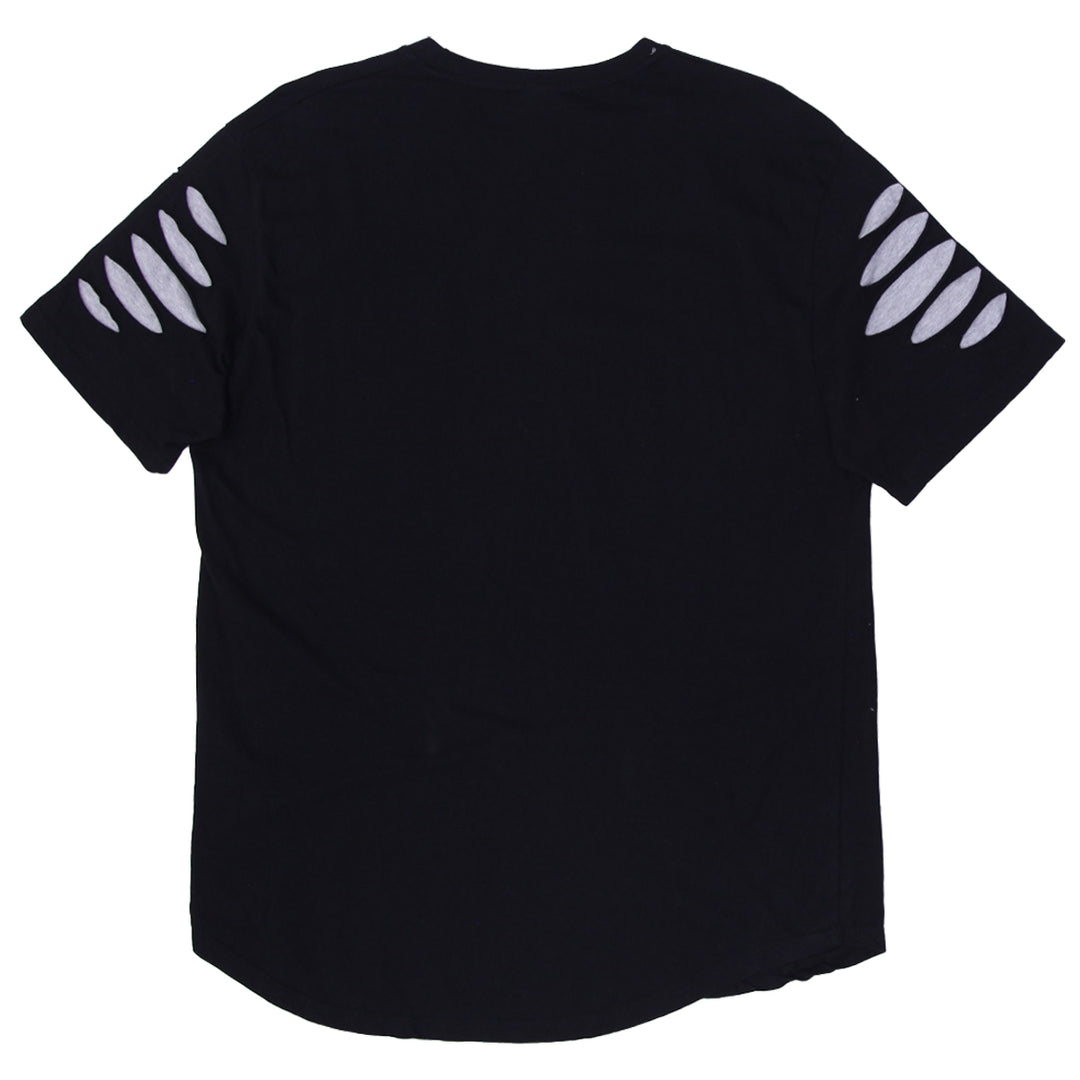 Y2K Mens Emo Rock South Pole Slash Ripped T-Shirt
