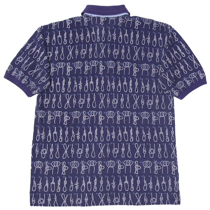 Vintage Tommy Hilfiger Polo Shirt Crest Rope Knots All Over Print