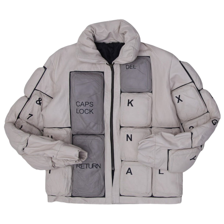 Vintage Keyboard Puffer Style Leather Quilted Jacket