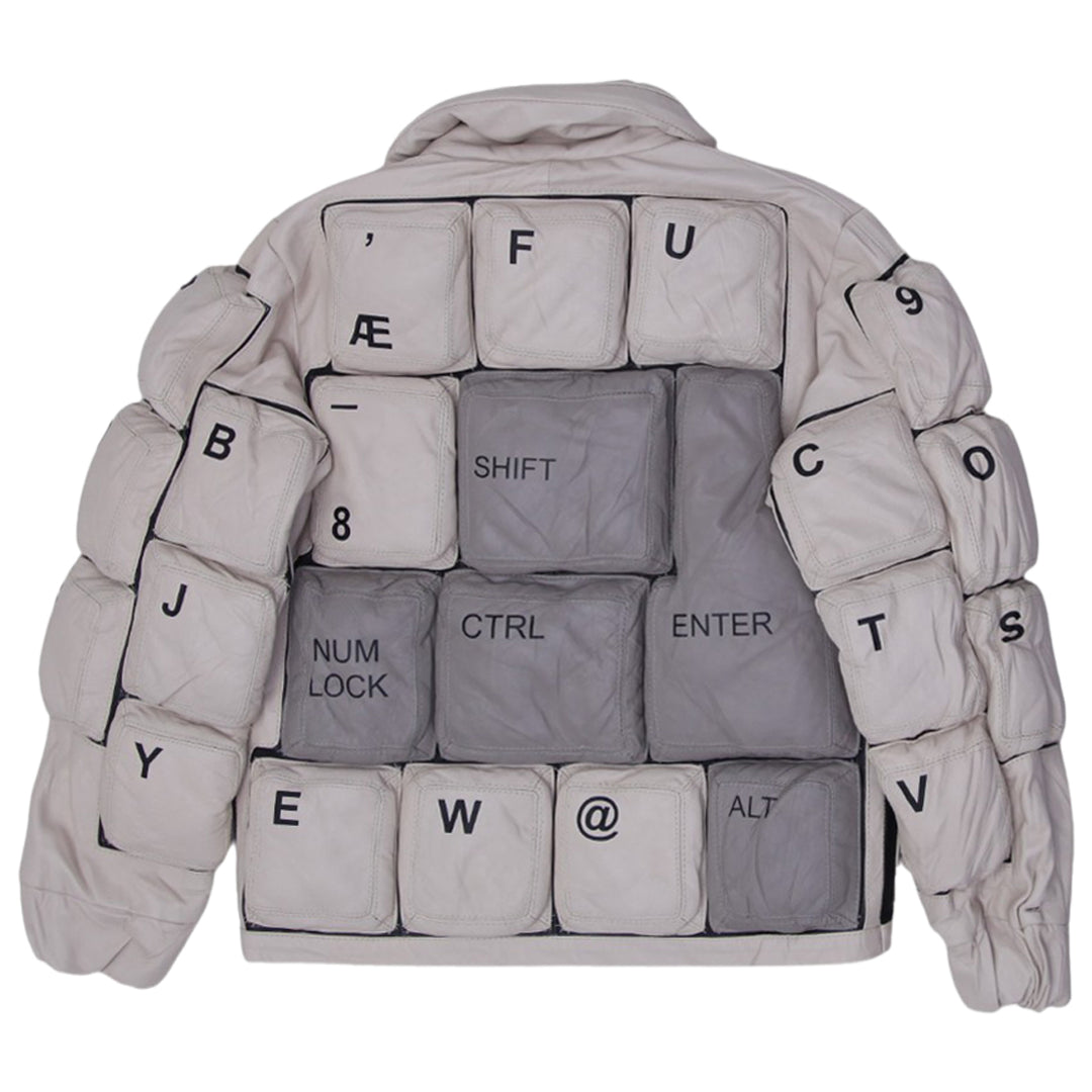 Vintage Keyboard Puffer Style Leather Quilted Jacket