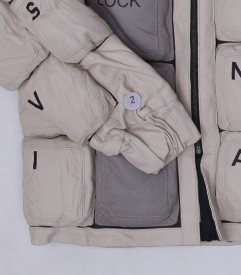 Vintage Keyboard Puffer Style Leather Quilted Jacket