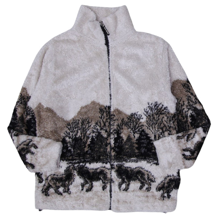 Vintage Black Mountain Made In Usa Full Zip Sherpa Fleece Jacket
