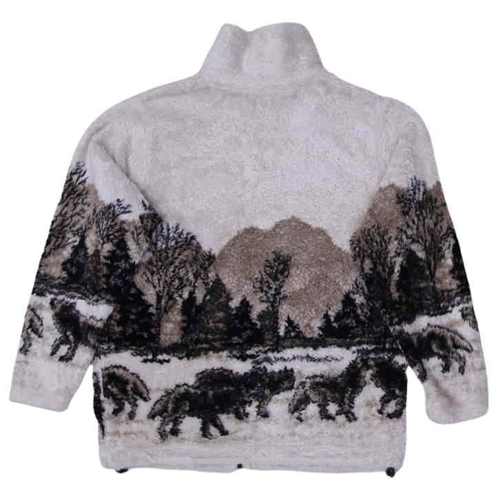 Vintage Black Mountain Made In Usa Full Zip Sherpa Fleece Jacket