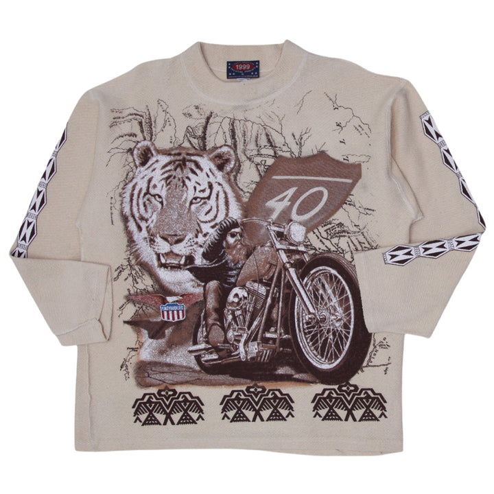 Vintage Graphic Long Sleeve 100% Cotton Sweater