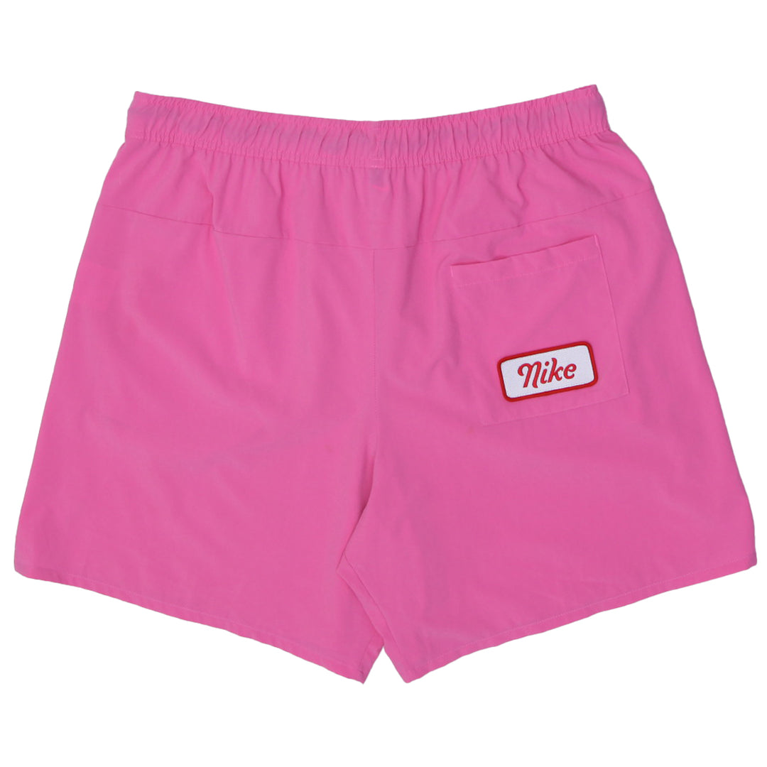 Mens Embroidered Nike Logo Pink Drawstring Sports Shorts