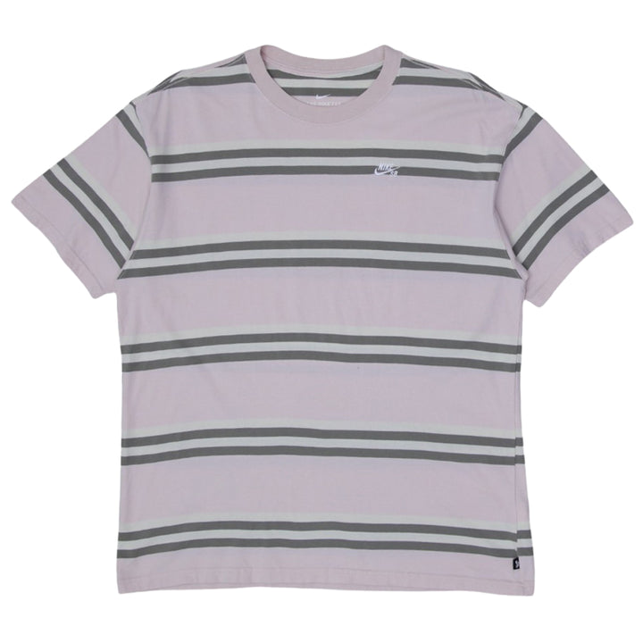 Mens Embroidered Nike Logo SB Striped T-Shirt