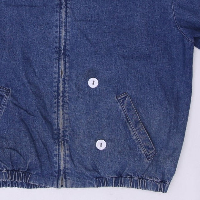 Vintage 90s Polo Ralph Lauren Distressed Denim Zip Harrington Jacket With Red Lining