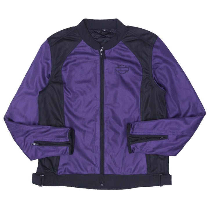 Vintage Harley-Davidson Women's Purple and Black Mesh Motorcycle Jacket | Migration_Jackets | Fashion Rerun