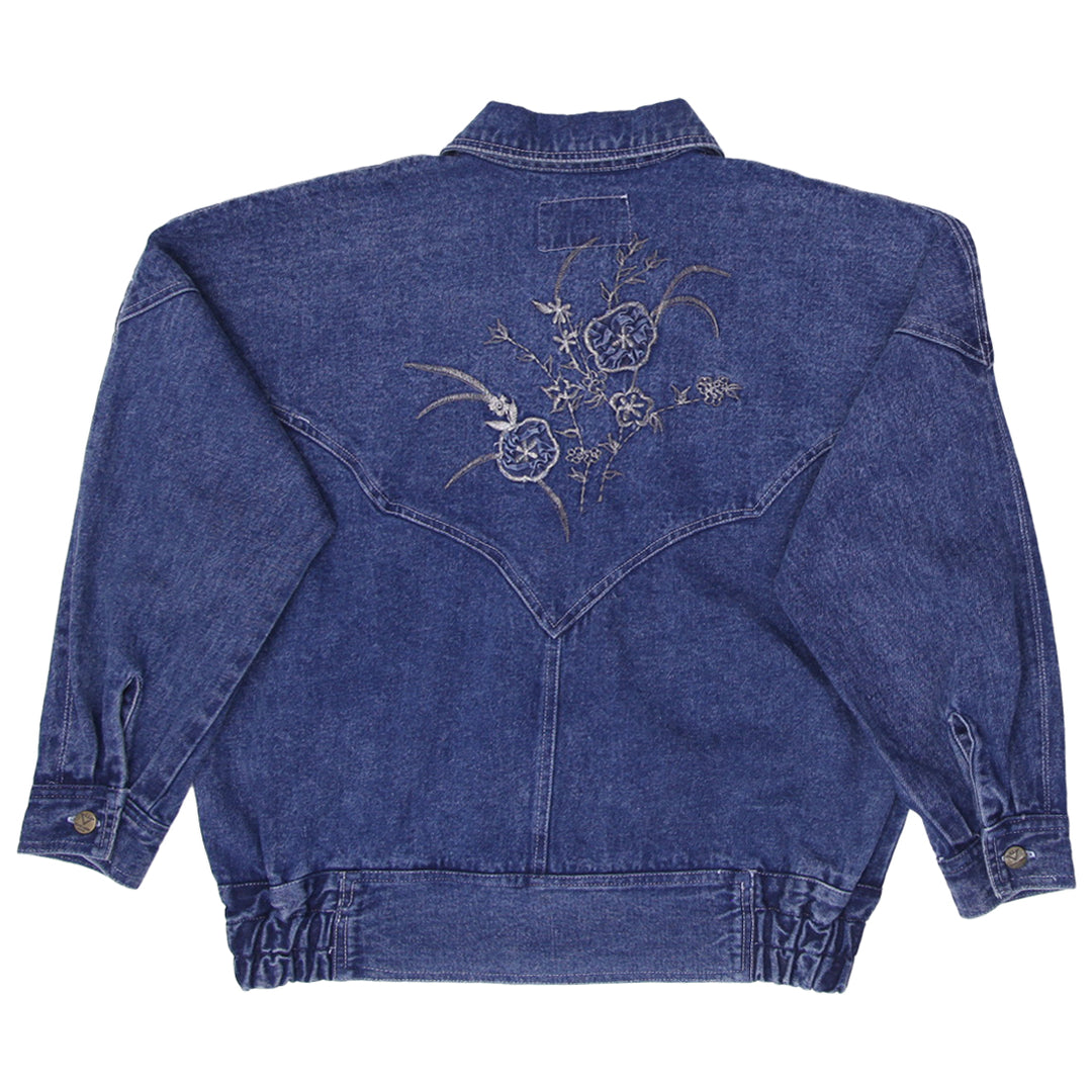 Vintage Ladies Embroidered Floral Kongloon Jeans Denim Jacket | Migration_Jackets - Side View | Fashion Rerun