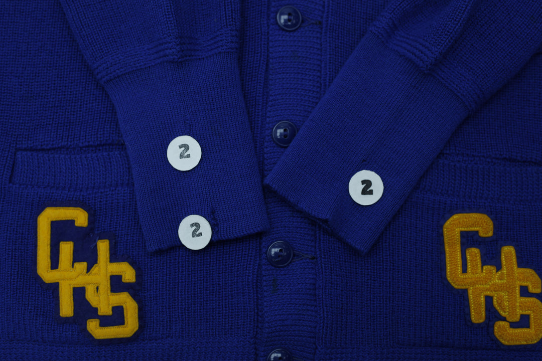 Vintage Mens Pride of the West Cardigan Blue Applique Varsity Patch