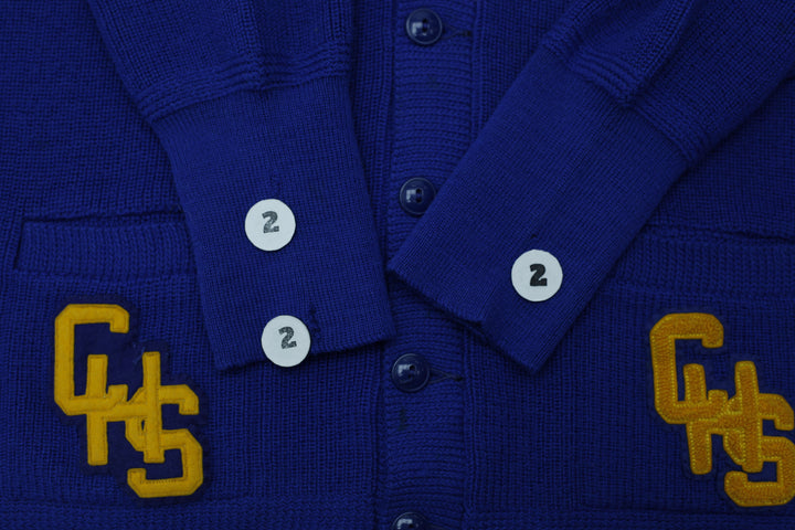 Vintage Mens Pride of the West Cardigan Blue Applique Varsity Patch