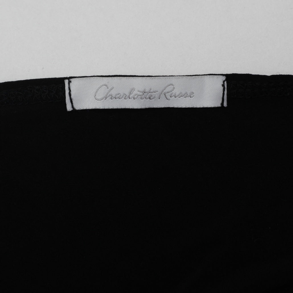 Y2K Ladies Charlotte Russe Black Pink Lace Halter Top L Made In USA
 - view 3