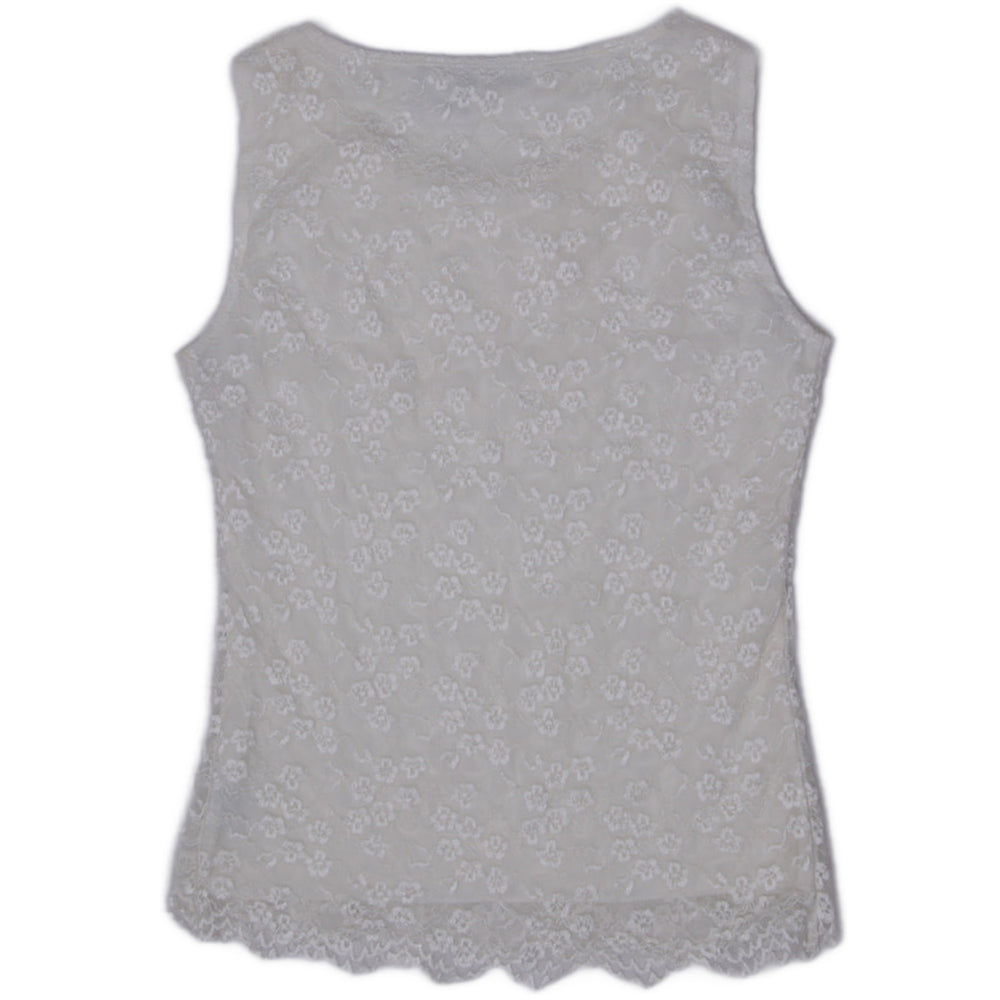 Y2K Ladies East 5th Women's Cream Lined Floral Lace Sleeveless Shell Top Size Small
 - view 2