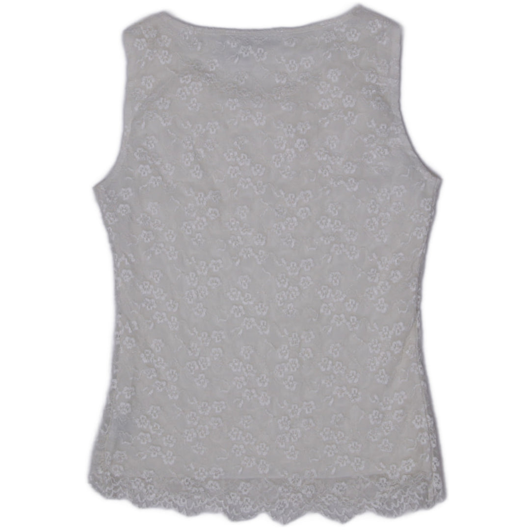 Y2K Ladies East 5th Women's Cream Lined Floral Lace Sleeveless Shell Top Size Small
 - view 2