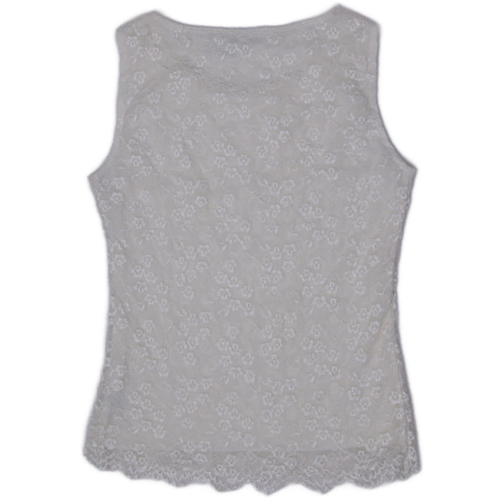Y2K Ladies East 5th Women's Cream Lined Floral Lace Sleeveless Shell Top Size Small
 - view 2