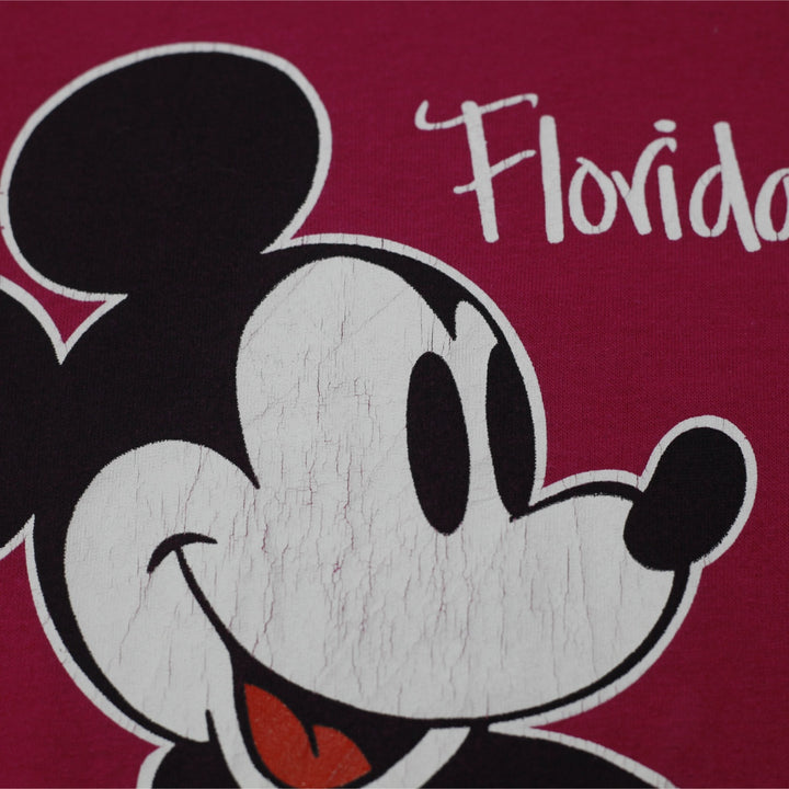 Vintage 80s Velva Sheen Walt Disney Mickey Mouse Florida Tee L Single Stitch Pink
 - view 6