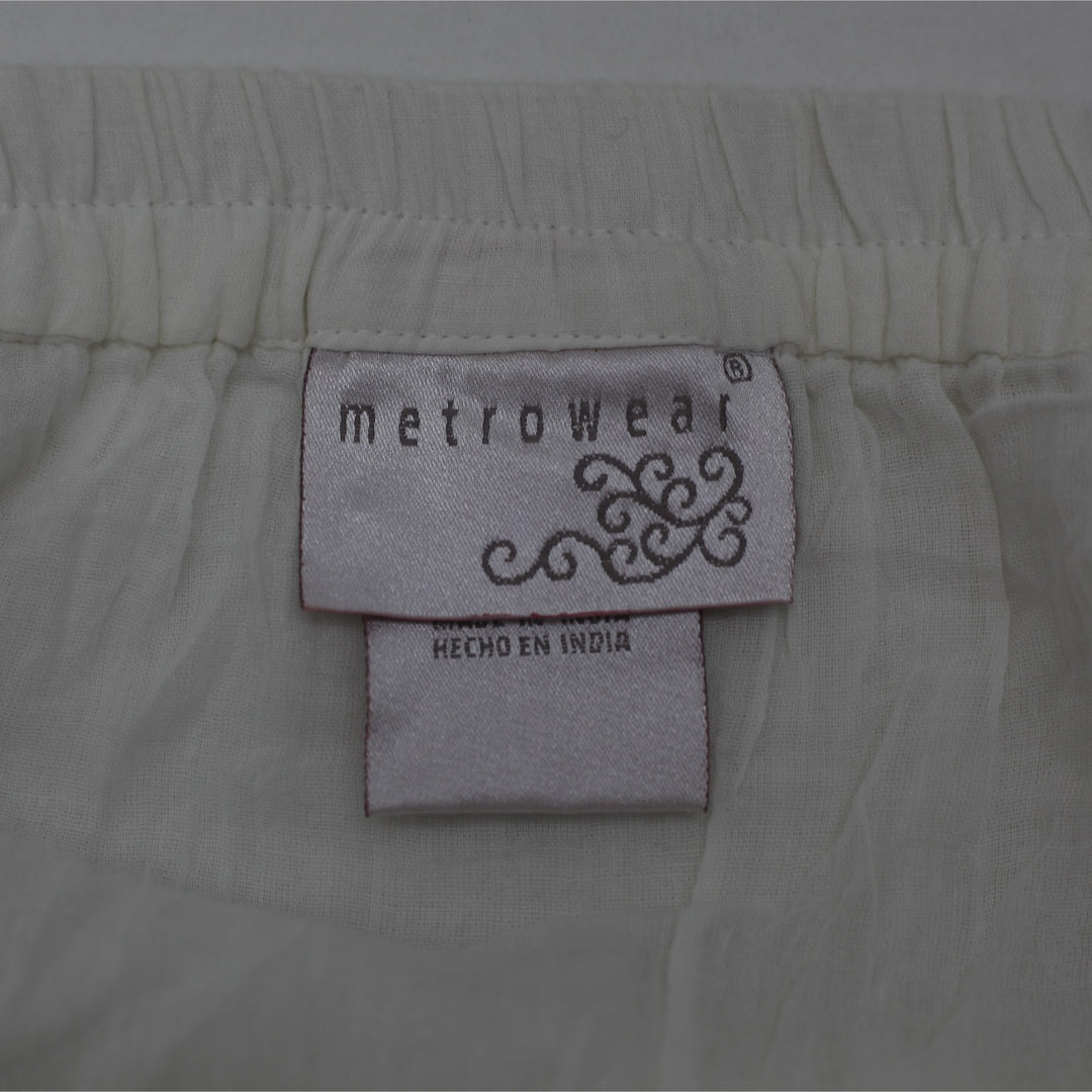 Y2K Ladies Metrowear White Cotton Crochet Lace Tiered Maxi Skirt Medium Boho Prairie Size M - view 3