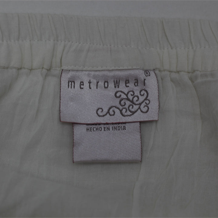 Y2K Ladies Metrowear White Cotton Crochet Lace Tiered Maxi Skirt Medium Boho Prairie Size M - view 3