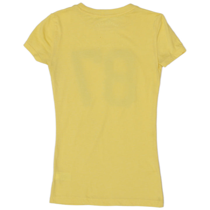 Y2K Ladies Aéropostale Yellow Floral '87' Graphic Baby Tee Crewneck T-Shirt Size XS - view 2