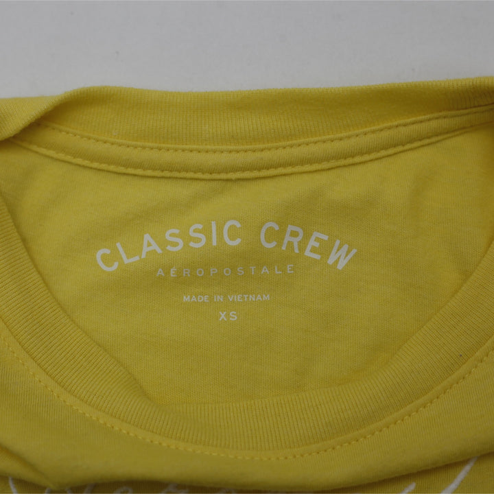 Y2K Ladies Aéropostale Yellow Floral '87' Graphic Baby Tee Crewneck T-Shirt Size XS - view 3