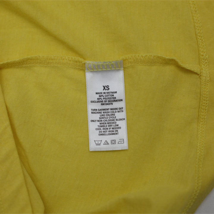 Y2K Ladies Aéropostale Yellow Floral '87' Graphic Baby Tee Crewneck T-Shirt Size XS - view 4