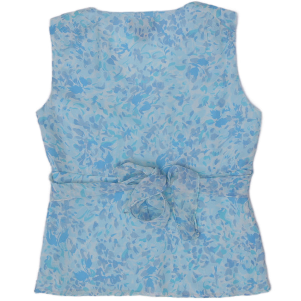 Y2K Ladies Taylor Petites 100% Silk Watercolor Floral V-Neck Sleeveless Top Size SP - view 2