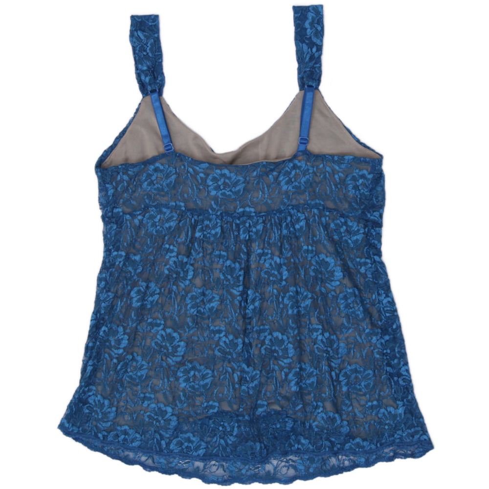 Y2K Ladies New York & Company Blue Floral Lace Babydoll Cami Top Size S - view 2