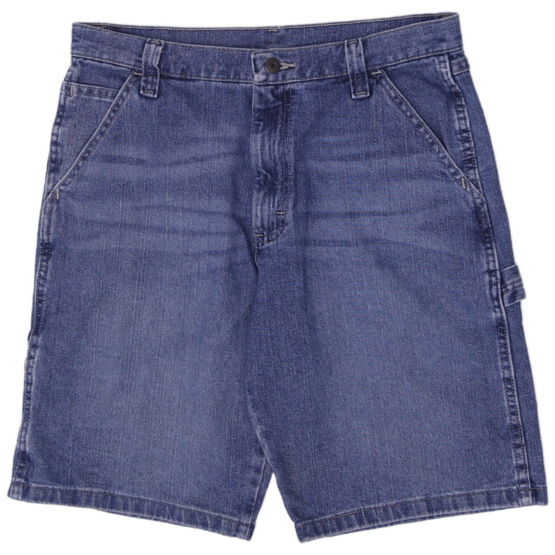 Mens Wrangler Carpenter Denim Shorts Size 32 Jorts Hammer Loop Workwear Blue