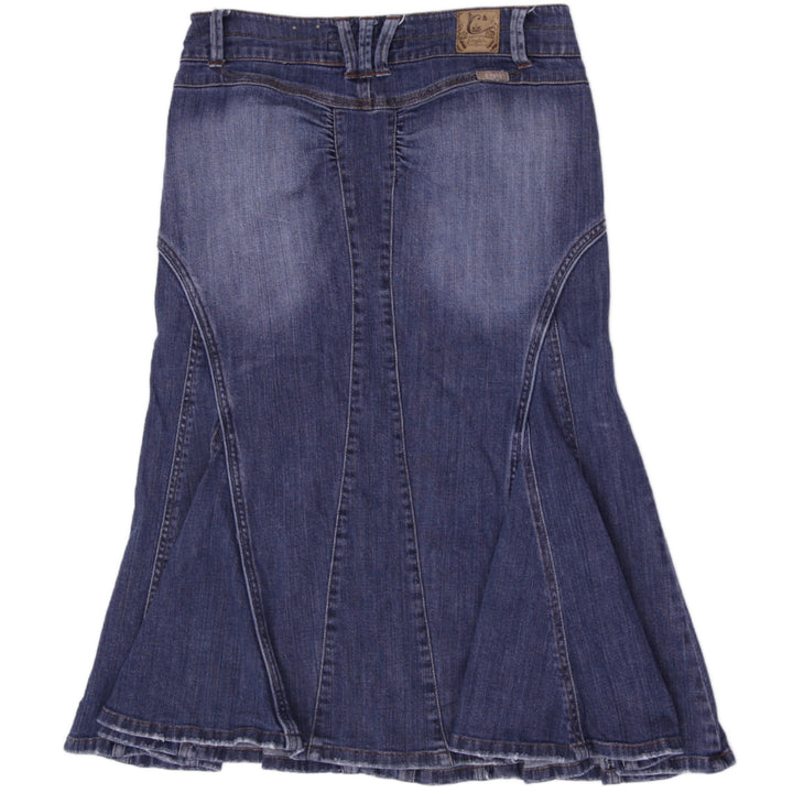 Y2K Ladies Candie's Denim Skirt Size 5 Blue Flare Paneled Mermaid Midi Low Rise - view 2