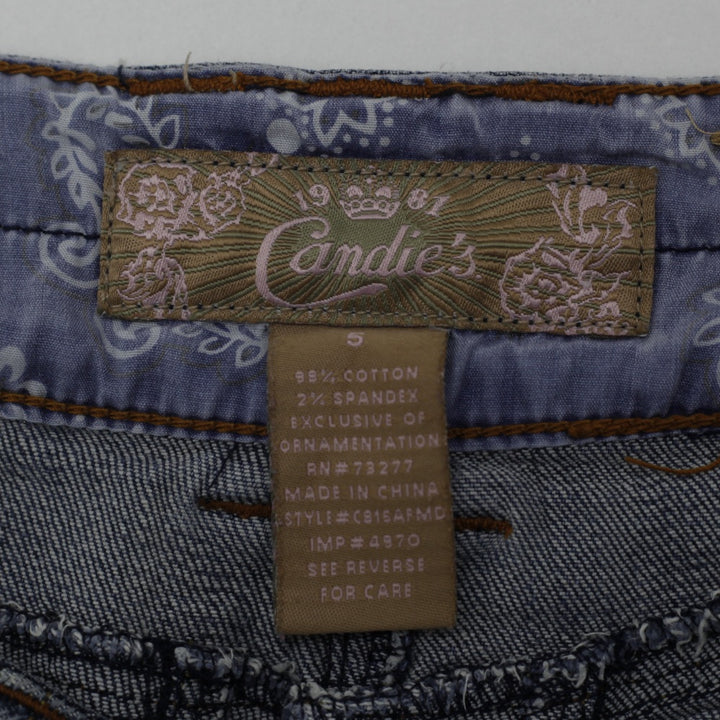 Y2K Ladies Candie's Denim Skirt Size 5 Blue Flare Paneled Mermaid Midi Low Rise - view 3