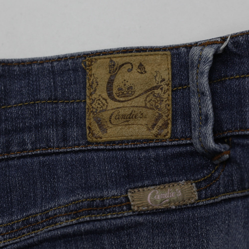 Y2K Ladies Candie's Denim Skirt Size 5 Blue Flare Paneled Mermaid Midi Low Rise - view 4