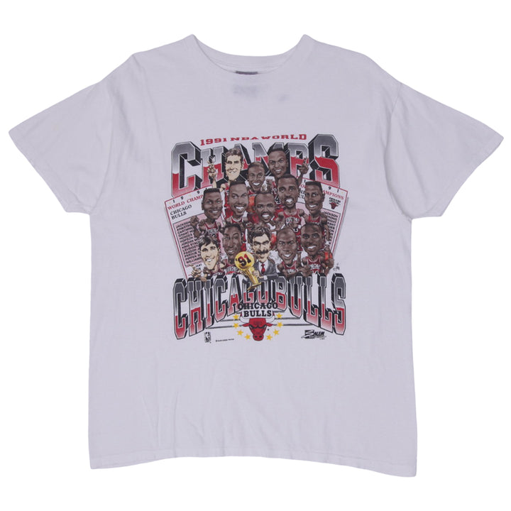 Vintage 1991 Chicago Bulls NBA World Champs Caricature White T-Shirt US XL | Migration_T-Shirts | Fashion Rerun